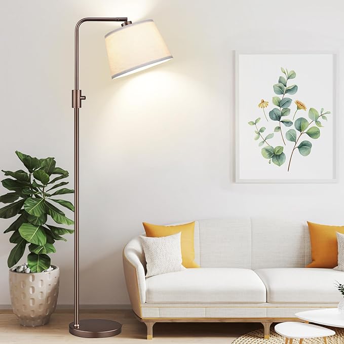 Nintiue [Upgraded] Dimmable Floor Lamp, 1000 Lumens LED Edison Bulb Included, Modern Arc Standing Tall Brown Floor Lamp for Living Room Bedroom Office Dining Room