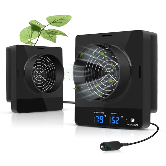 DAOTAILI 4-Inch Grow Tent Inline Duct Fan, Smart Temperature & Humidity Control, Automatic Ventilation System, for Grow Tents, Mushroom Rooms, Greenhouses (2-Pack)
