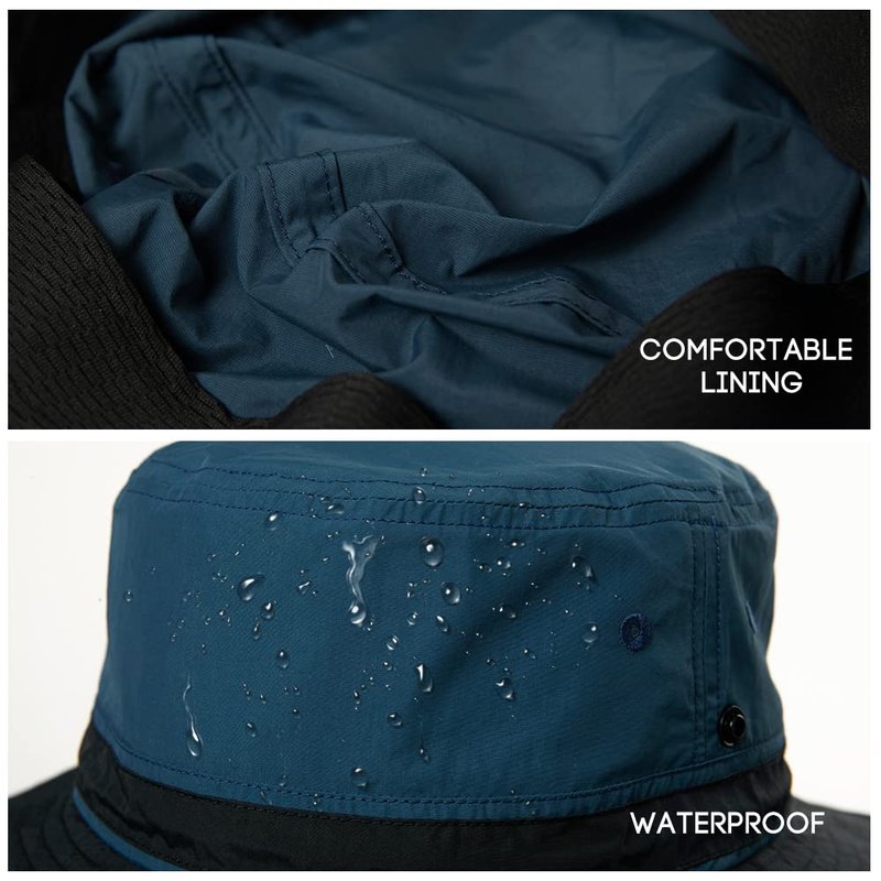 TOP-EX L/XL Sun Hats for Women & Men with Wide Brim, UV Protection UPF 50, Waterproof Safari Hat Boonie Hats, Foldable & Breathable & Adjustable for Fishing Trekking Travel, Navy 60-63CM