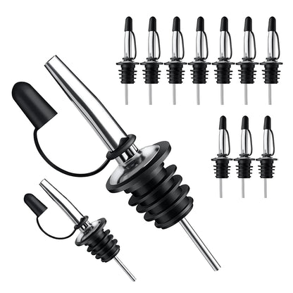 Pafusen 12 Pack Liquor Pour Spout With Dust Caps - Bottle Pourers for Alcohol, Olive Oil - Speed Pourers, Bar Bartender Accessories