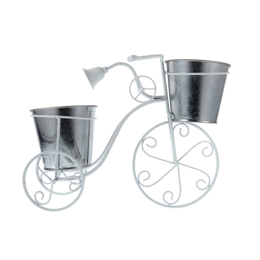Iron Art Bike Plant Stand Vintage Bicycle Shape Flower Potted Plant Holder Metal Planter Shelf Outdoor Yard Patio Decoration-Black(White)