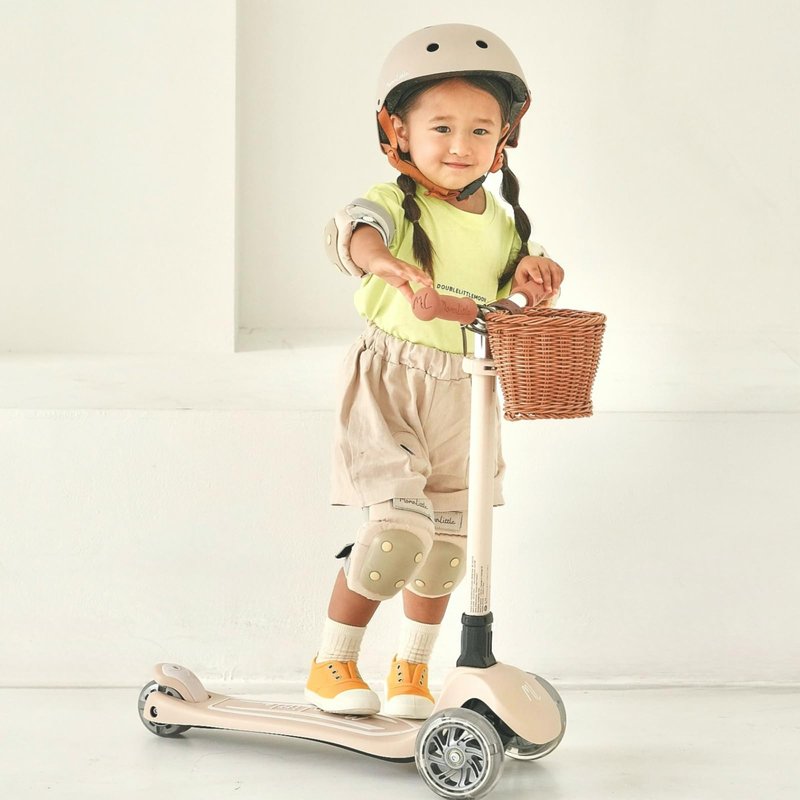 MomnLittle Toddler Scooter for Kids Ages 3-10, 3 Wheel Foldable Kick Scooter with Mini Basket, LED Light-Up Wheels, Lean-to-Steer Design, 4 Height Adjustable Handlebar for Boys and Girls, Pink