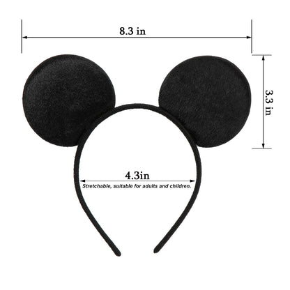CHuangQi 20pcs Mouse Ears Headband, Solid Black