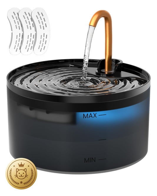 Cat Water Fountain, 71oz/2.1L Cat Fountain for Drinking with Copper Faucet, MISFANS-Designed Pump & Filter, Plastic Automatic Pet Water Fountain Bowl & Dispenser with 3-Pack Replaceable Filters