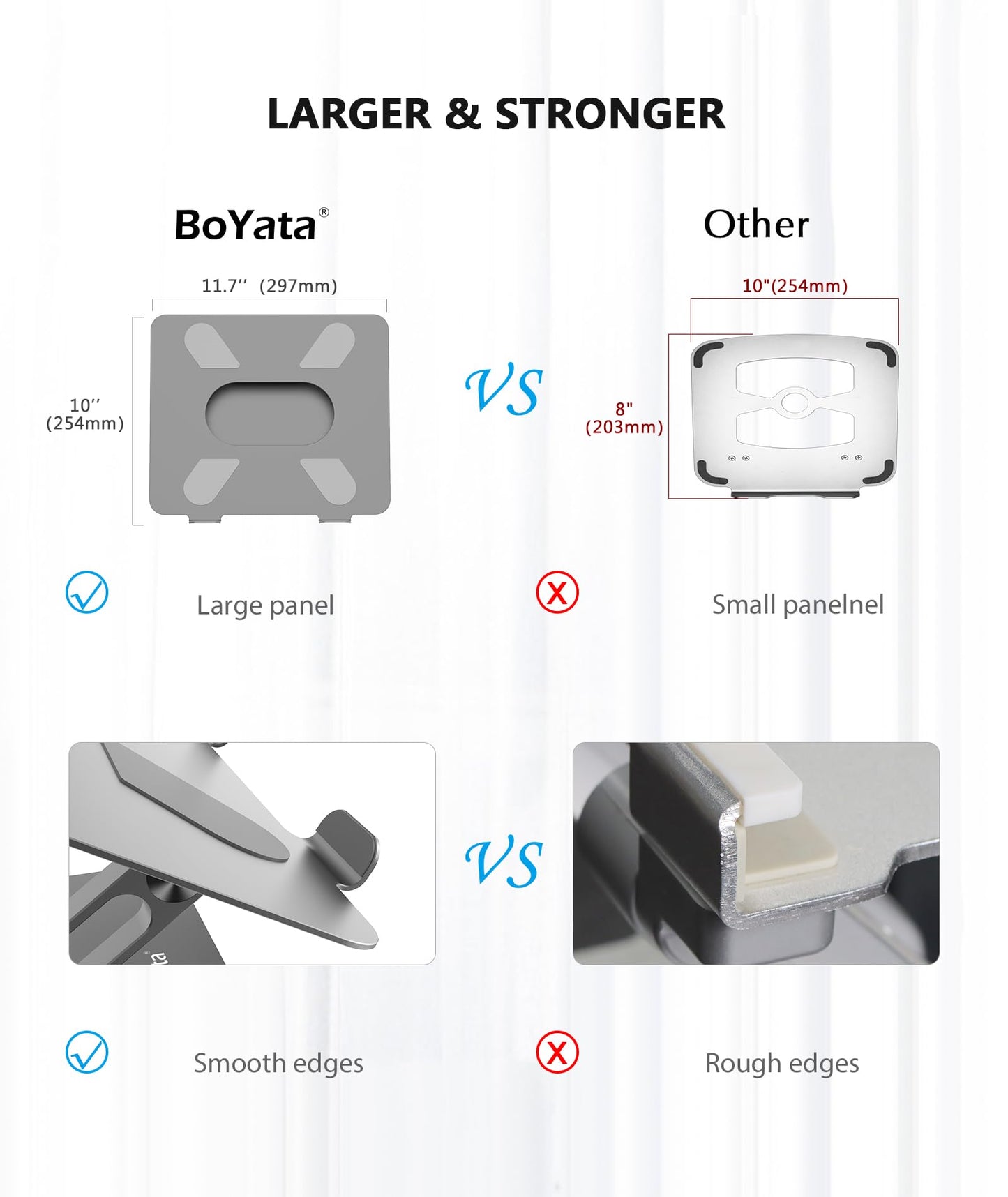 BoYata Laptop Stand, Laptop Holder, Multi-Angle Stand with Heat-Vent, Adjustable Notebook Stand for Laptop up to 17 inches, Compatible for MacBook Pro/Air, Surface Laptop, and so on (Space Gray)