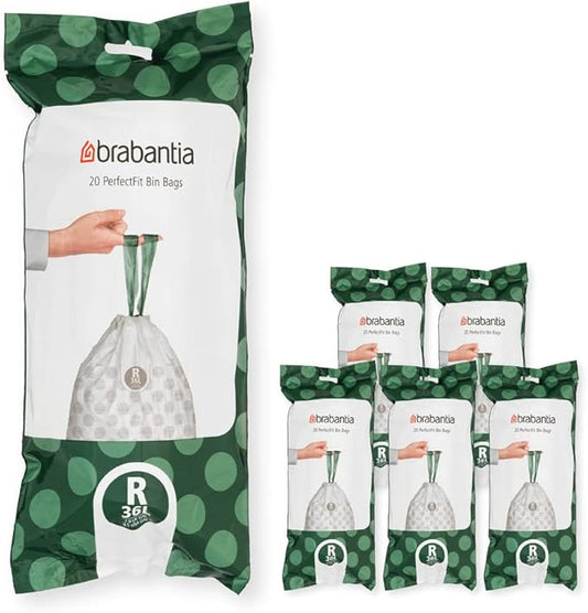 Brabantia PerfectFit Trash Bags Thick Plastic Trash Can Liners