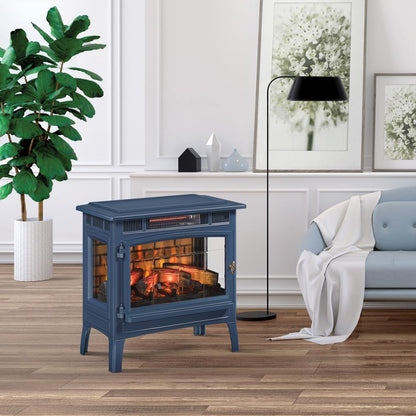duraflame Freestanding Electric Fireplace Stove Heater with 3D Flame Effect for 1,000 Sq. Ft. Room, Navy