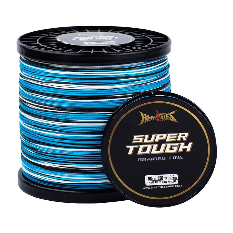 HERCULES Super Tough Braided Fishing Line 35 pounds Test Blue Camo 35LB (150 Yards) - 4 Strands