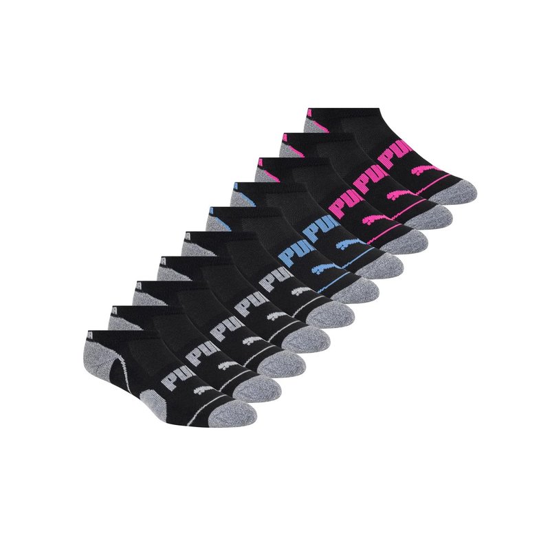 PUMA Women's Sports No-Show Socks, 5-9.5 Shoe Size, Black, 10 Pairs