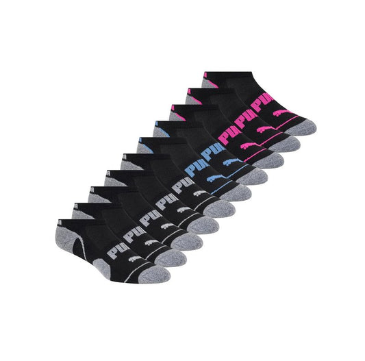 PUMA Women's Sports No-Show Socks, 5-9.5 Shoe Size, Black, 10 Pairs