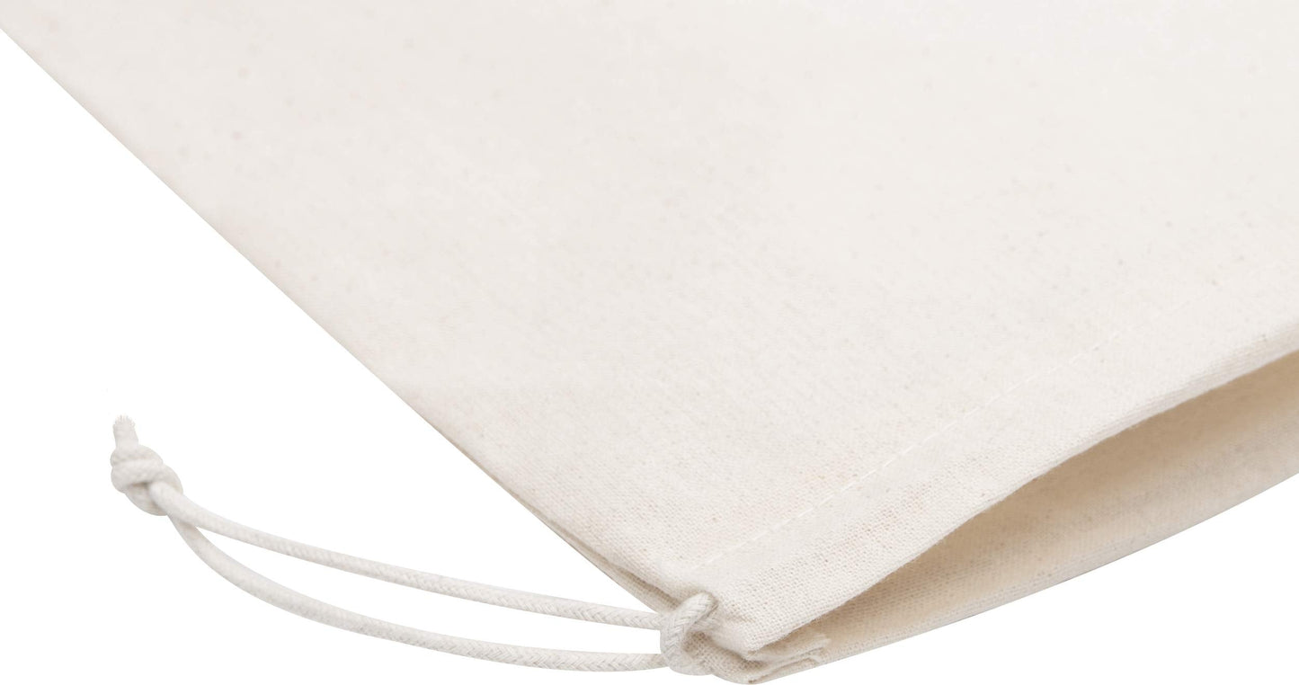 DR 100 Percent Cotton 10x15 Muslin Drawstring Bags for Clothes Storage Pantry (10 x 15 inch - 12 pack, Beige)