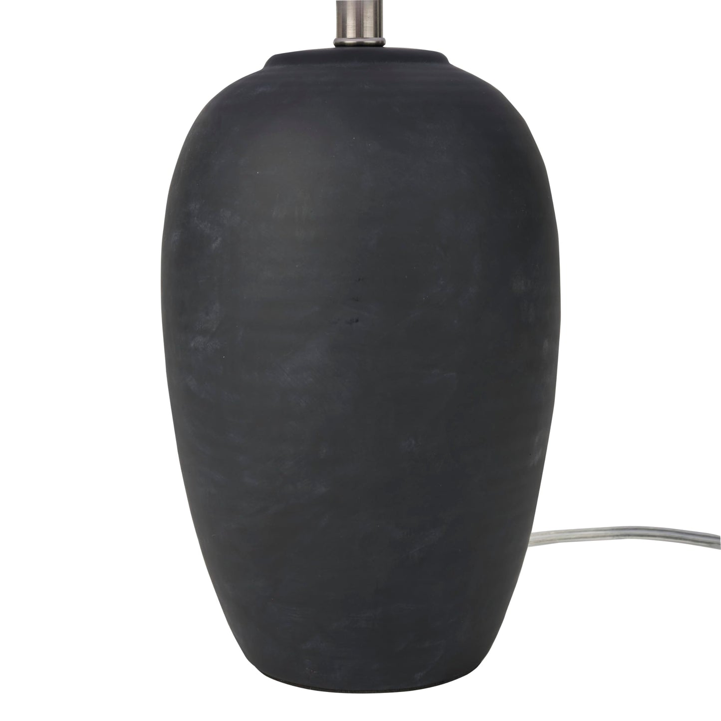 Nourison Home 23" Black Vintage Distressed Ceramic Pot Table Lamp for Bedroom, Living Room, End Table, with White Tapered Drum Shade