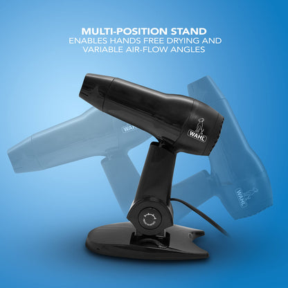 Wahl Hairdryer with Stand, Pet Dryer, Hair Dryers for Dogs, Dryers with Hands Free Stand, Multi-position, Three Power Settings, Lightweight, Portable Grooming Blower