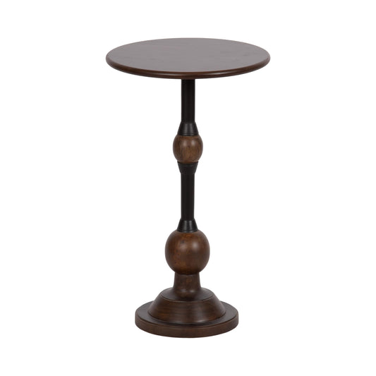Kate and Laurel Rawlings Traditional Wood and Metal Round Side Table, 14 x 24, Dark Brown and Black, Vintage Pedestal Table for Use as Living Room End Table, Plant Stand, or Bedroom Nightstand