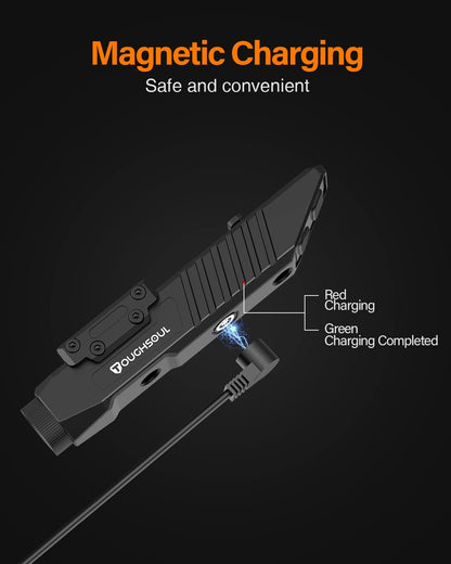 TOUGHSOUL Tactical Flashlight 1450 Lumen Picatinny Rail MLOK Mounted with Momentary Strobe Function Rifle Flashlight (Picatinny+Mlok)