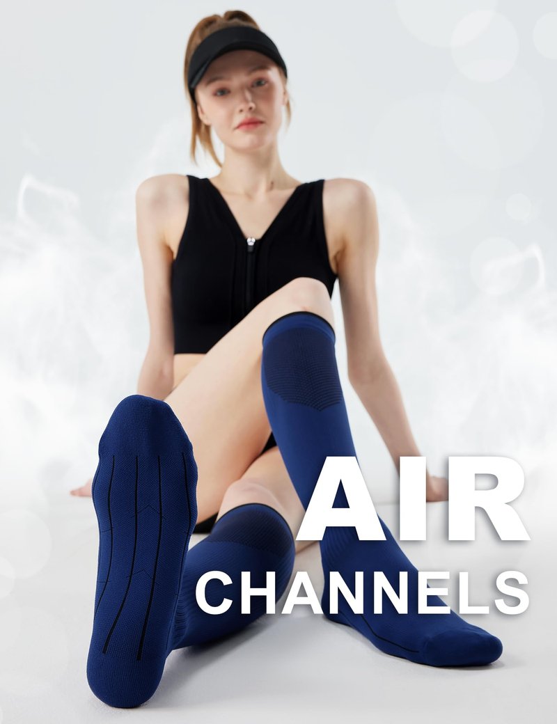 FITRELL 3 Pairs Compression Socks for Women and Men 20-30mmHg - Support for Travel, Running, Nurse, Knee High, Black/Grey/Navy L/XL