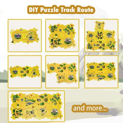 Puzzle Racer Kids Car Track Toy Car Set for Kids DIY 8PCS Puzzle Track Rail Route Educational Game Gift Toys for Children 2 3 4 5 6 Years