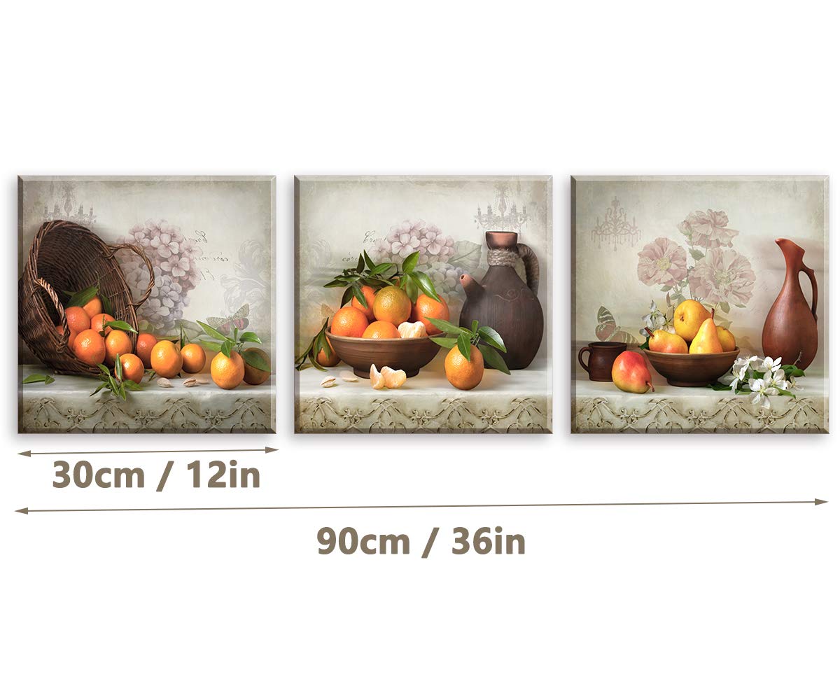 Piy Painting Table food painting, fruit picture on Canvas, Orange Canvas image with Frame ready hanging Décor Decorative arts for Living Room Bedroom nice birthday Gift, New year Present