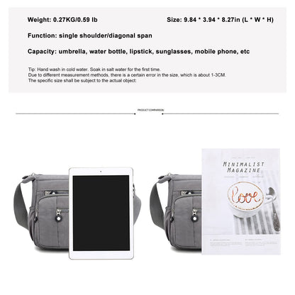 Womens Multi Pocket Casual Canvas Crossbody Bag Travel Purse Messenger Handbag for Shopping Hiking Daily Use (Gray)