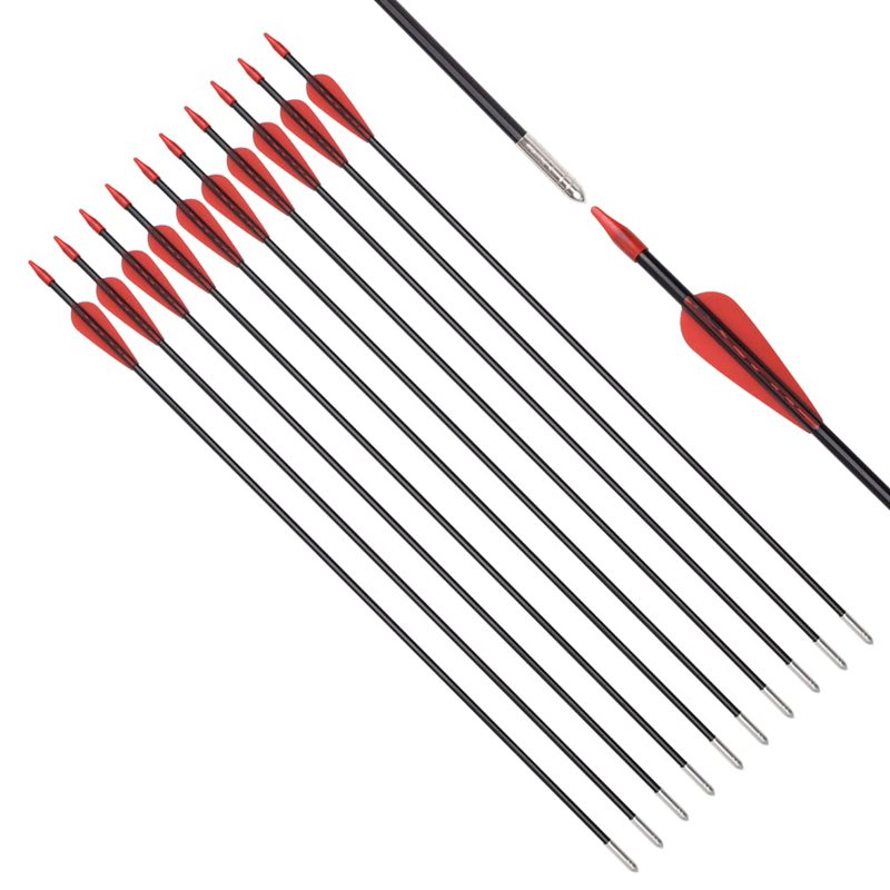 Fiberglass Arrows Archery 28 Inch Target Shooting Practice Safetyglass with Red Spots Vanes for Recurve Bows Suitable for Youth Woman Beginner 6 PCS