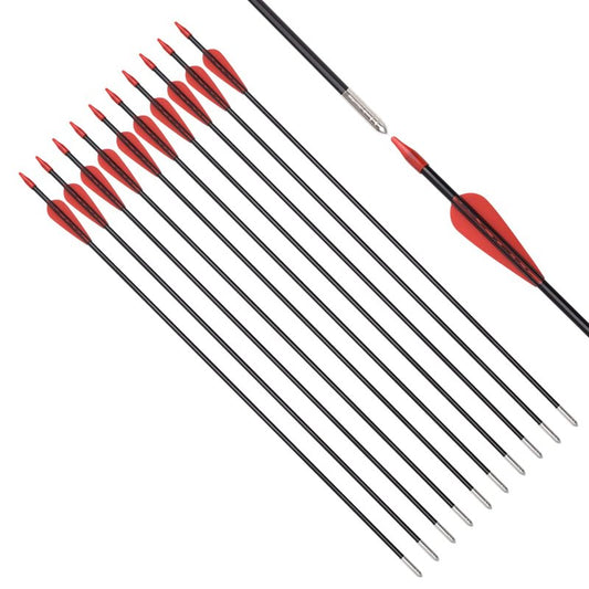 Fiberglass Arrows Archery 28 Inch Target Shooting Practice Safetyglass with Red Spots Vanes for Recurve Bows Suitable for Youth Woman Beginner 6 PCS