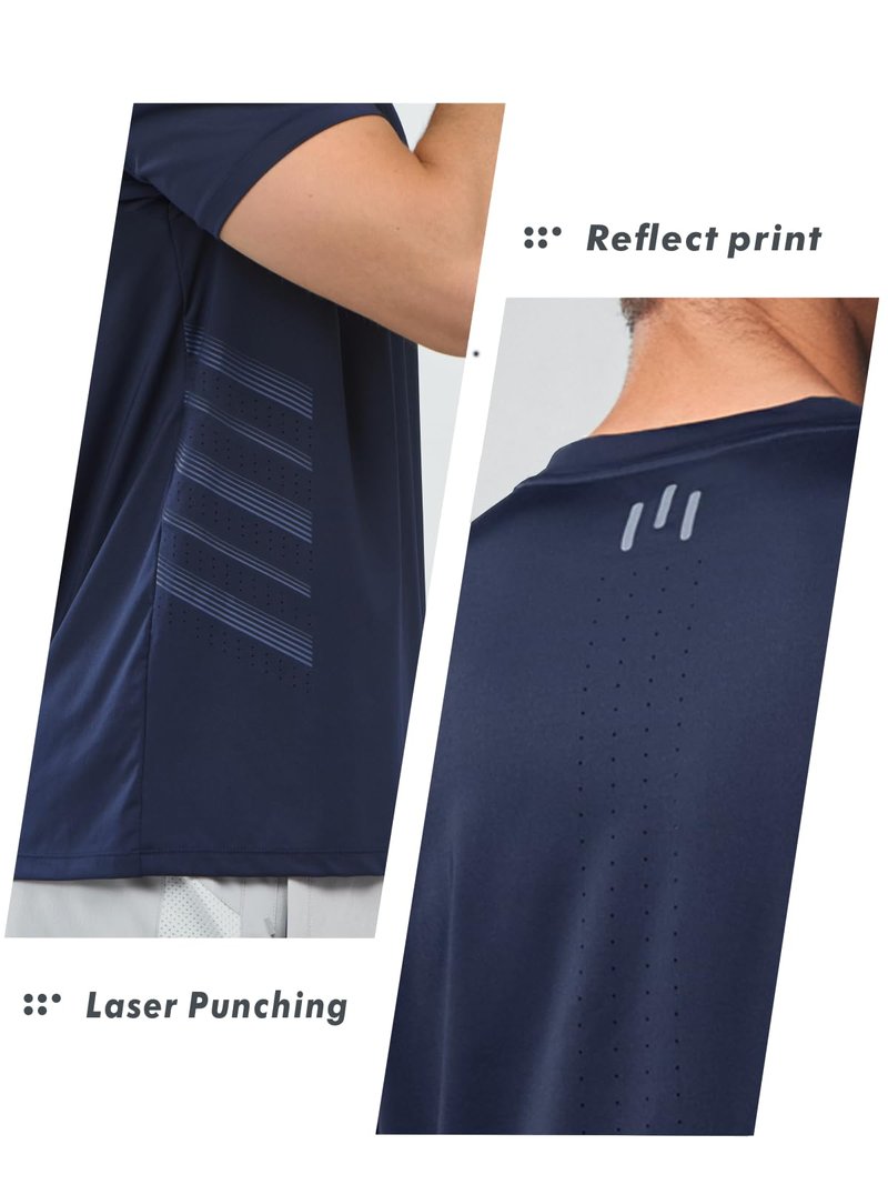NORTHYARD Men's Workout Athletic Shirts Gym Running T-Shirts Tennis Quick Dry Short Sleeve Shirt Active Lightweight Sports Navy-L