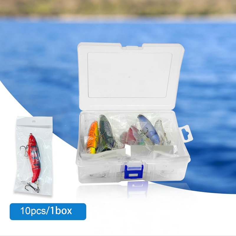 Fishing Lures Kit - 10Pcs Top Water Bass & Catfish Lures with Hooks | Popper Floating Design