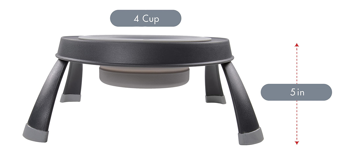 Dexas Pets Single Elevated Pet Feeder/Pet Bowl, Large/ 4 Cup Capacity, Light Gray