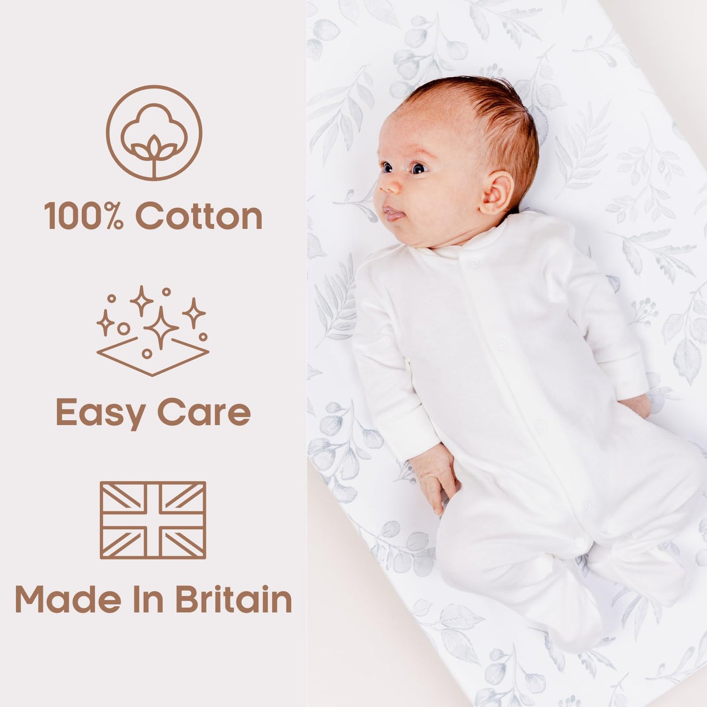 Baban Baby Baby Sleepsuits, 100% Cotton Baby Grows for Boys or Girls, British Made, 2 Pack, White, Newborn
