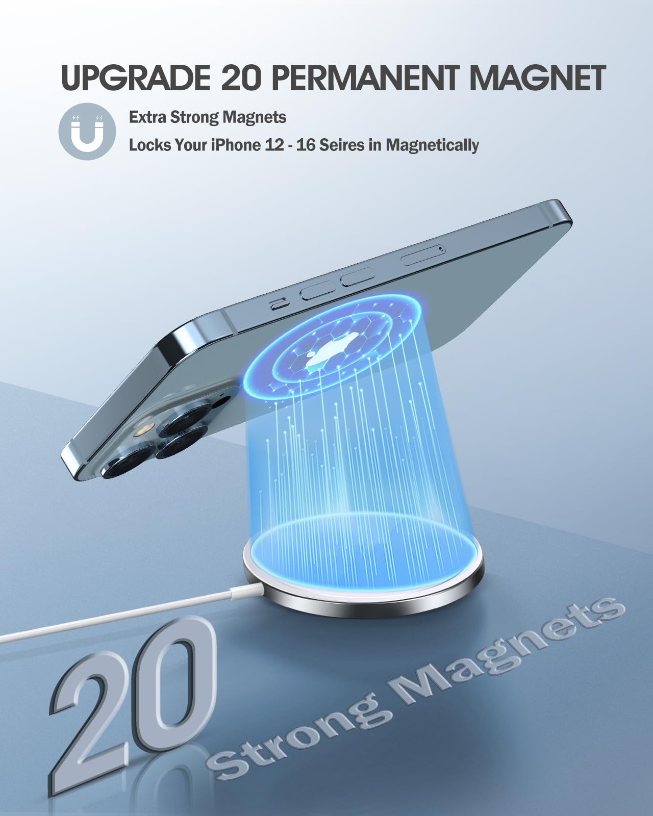 2 Pack Magnetic Wireless Charger for iPhone 16 Pro Max/16 Pro/16 Plus/16/15/15 Pro/15 Plus/15 Pro Max 15W Fast Mag Safe Charger Pad for iPhone 16/15/14/13/12 Series and AirPods 3/2/Pro 2/Pro