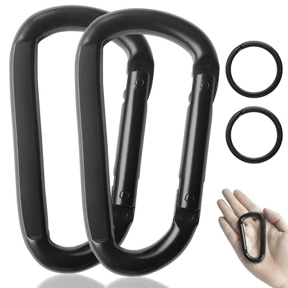 Carabiner Caribeener Clips, 3" Heavy Duty Carabiner for Hammocks, Camping Accessories, Hiking, Keychains, D Shaped Spring Hook Carabiners for Dog Leash, Harness and Key Ring, 880lbs, Black(2 PCS)