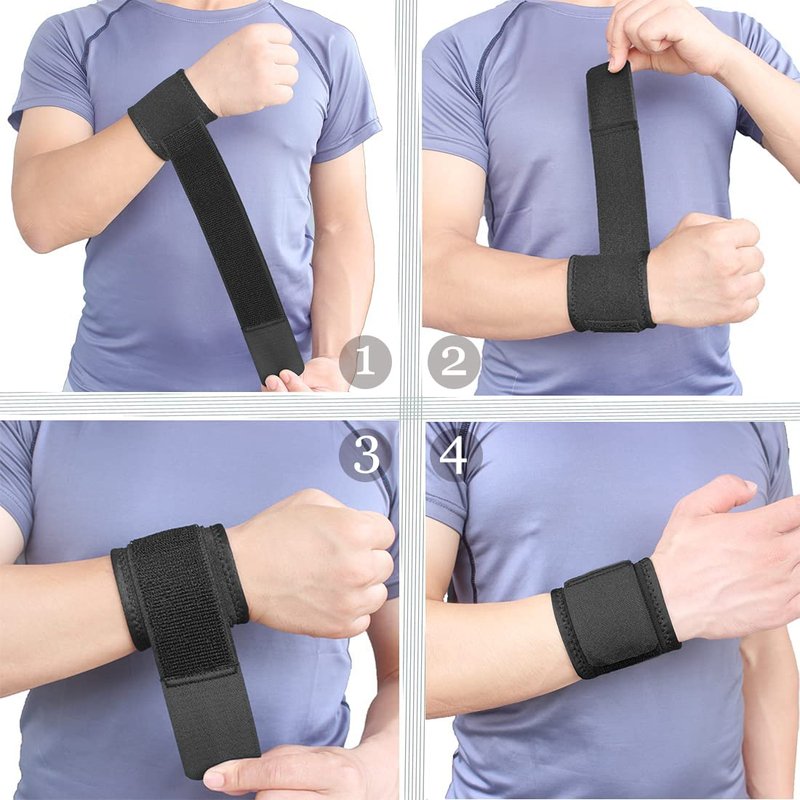 Adjustable Wrist Brace - 2 Pack Support Straps for Fitness, Tendonitis & Carpal Tunnel Relief | Highly Elastic Black