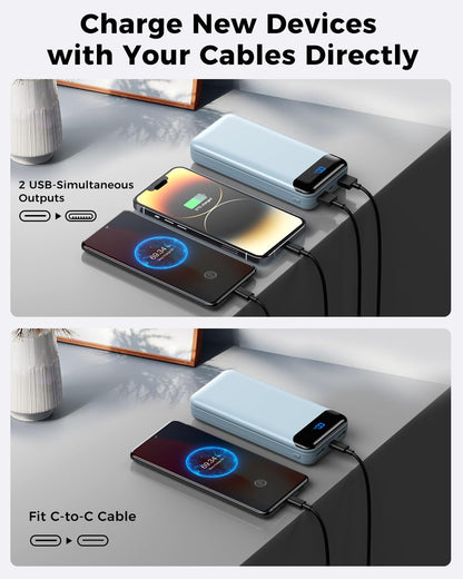 Portable Charger Power Bank 40000mAh Powerbank PD 30W and QC 4.0 Fast Charging External Battery Pack with USB-C LED 3 Outputs & 2 Inputs Portable Charging for iPhone 15 14 13 pro, Samsung