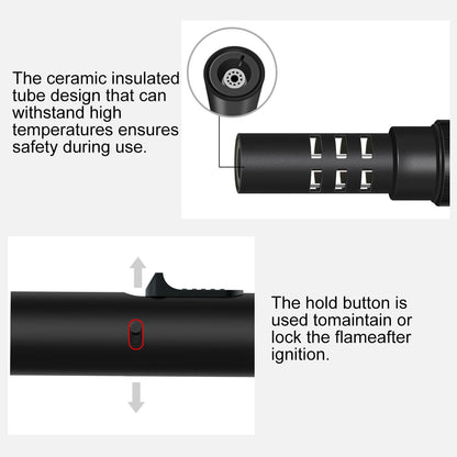 Camping Torch Lighter, Windproof Butane Torch Lighter with Fuel Indicator&Safety Lock, Refillable Butane Lighter with Adjustable Jet Flame for Outdoor Adventure Hiking Candles BBQ Campfires (Black)