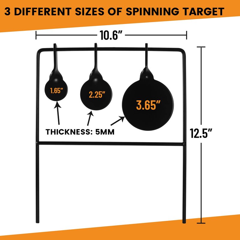 Highwild Triple Gong Spinner Target - Rated for .22 Rimfire Rifles and .22 Handguns - No Assembly Required