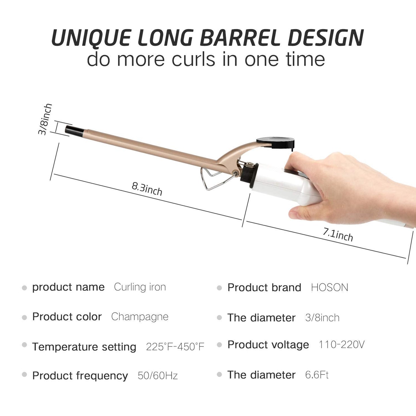 Hoson 1 Inch Curling Iron Professional Ceramic Tourmaline Coating Barrel Hair Curler, LCD Dispaly with 9 Heat Setting(225°F to 450°F for All Hair Types, Glove Include)