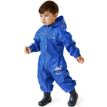Regatta Kids Puddle IV Puddle suit - all in one waterproof for kids - Breathable and rain proof hooded outdoor warm Puddlesuit - reflective trim and taped Seams - playsuit For Boys and Girls
