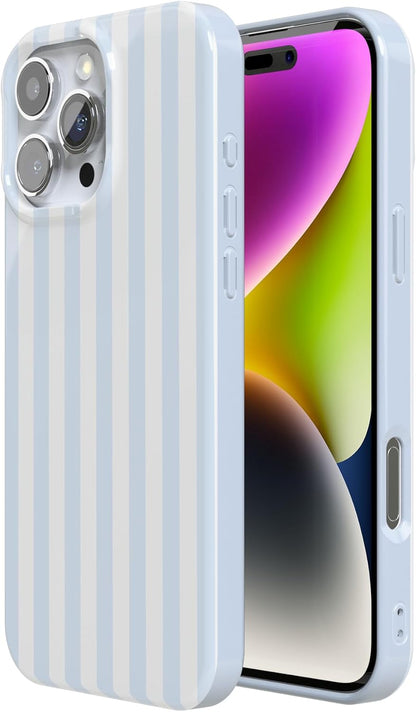 Casely iPhone 16 Pro Max Case | Blue Stripes | Sunday Best | Classic Ultra Slim Design | Compatible with MagSafe