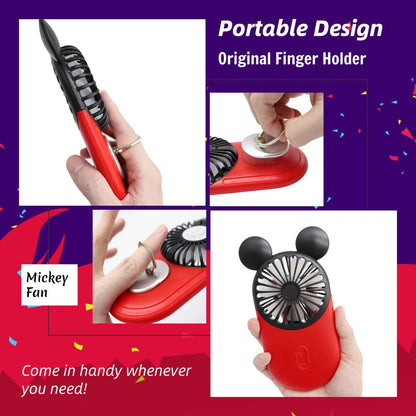 DecoLife Cute Handheld Mini USB Fan, Rechargeable Portable Fan, 3 Adjustable Speeds and Wearable Accessories, Pocket Size for Indoor Or Outdoor Activities (Red)