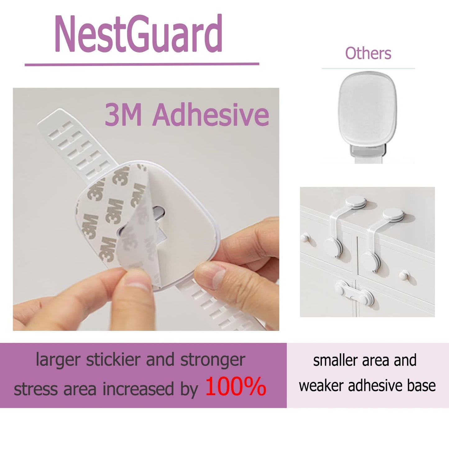 NestGuard No Drill Furniture Anchor, Adjustable Strap, 2 Packs