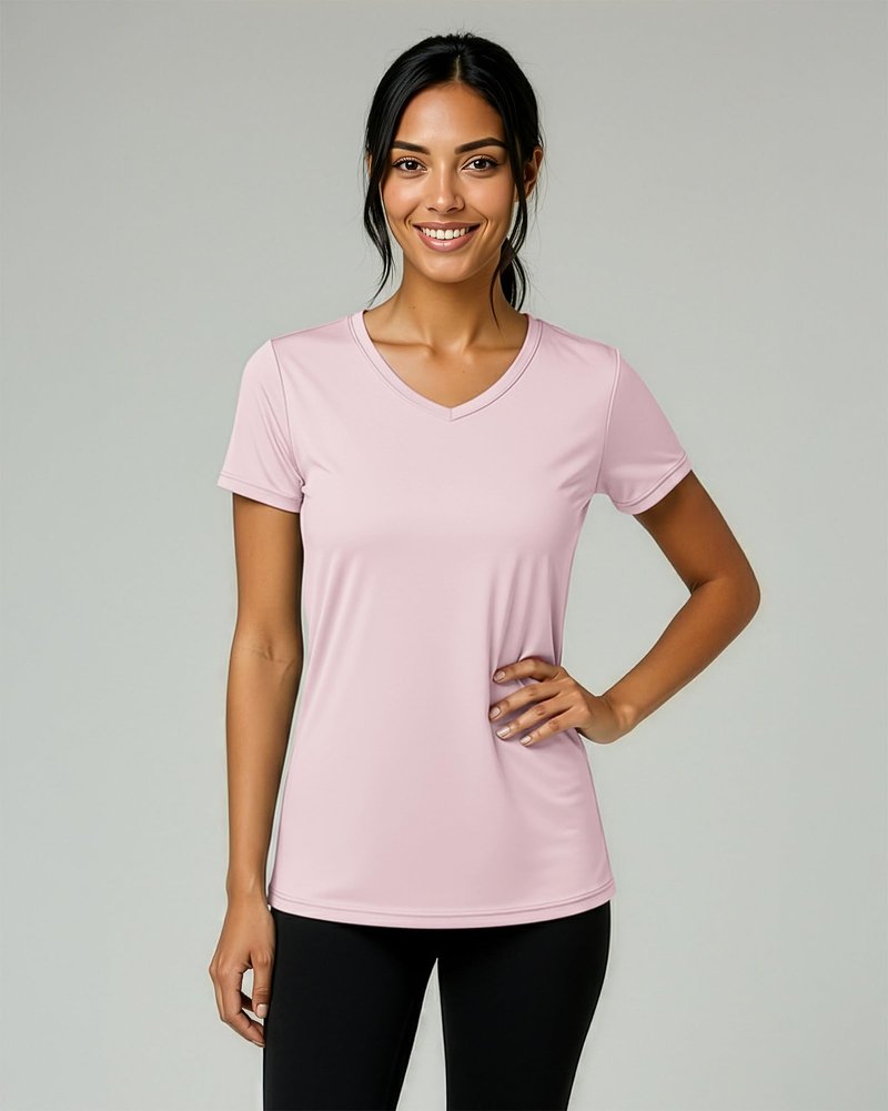 Real Essentials 5 Pack: Women's Dry-Fit Short Sleeve V Neck T Shirt Workout Fitness Yoga Top Tee, Set 3, XXL