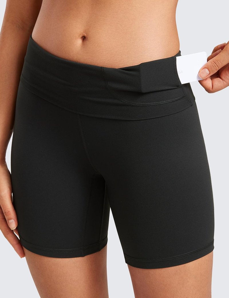 CRZ YOGA Butterluxe Super High Waist Biker Shorts 6"- Yoga Workout Womens Buttery Soft Over Belly Black Medium