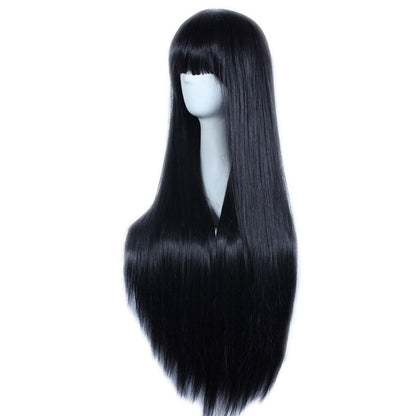 Akstore Wigs 32 inch Long Straight Anime Fashion Women's Cosplay Wig(Black)