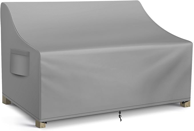 WLEAFJ Patio Sofa Cover Waterproof, Outdoor Loveseat Cover, Heavy Duty Outdoor Couch Cover, Large Lawn Patio Furniture Covers with Air Vent, 54’’ W x 37’’ D x 35’’ H, Grey