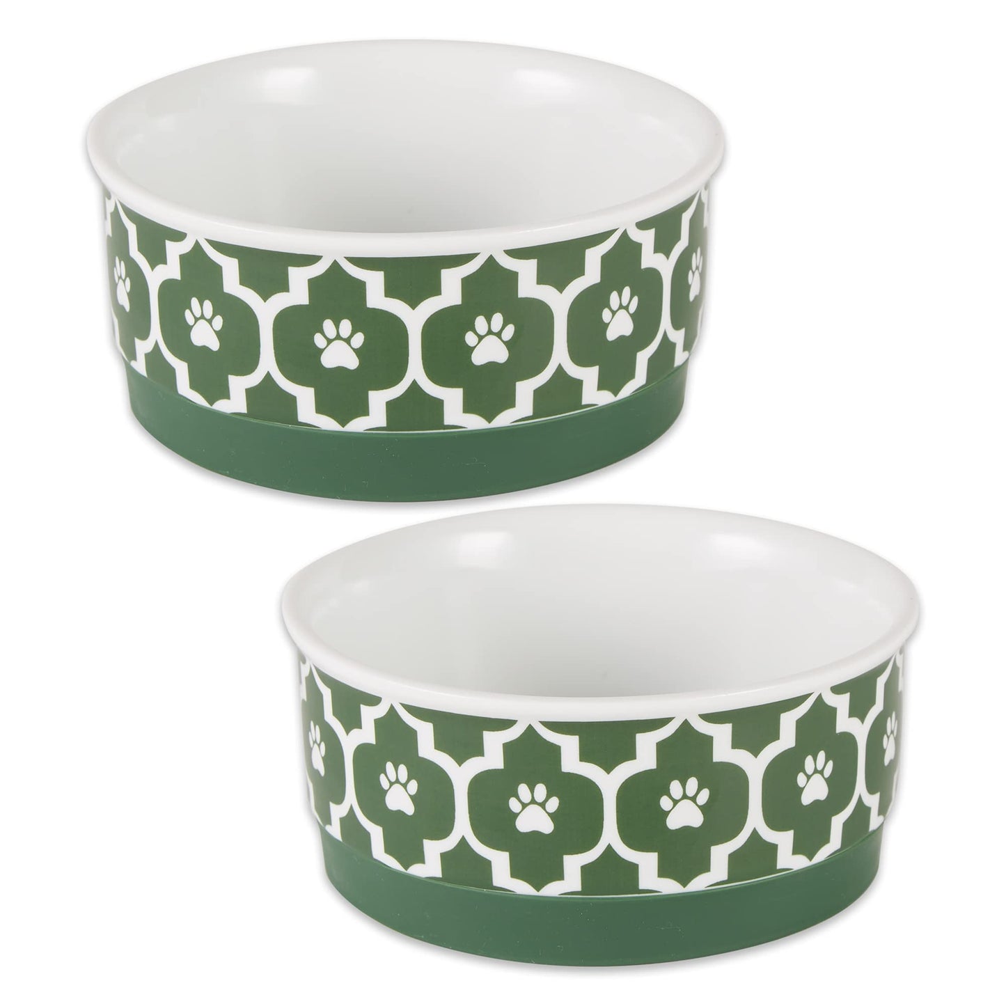 Bone Dry Lattice Collection Pet Bowl & Canister, Small Set, 4.25x2 inches, Hunter Green, 2 Piece