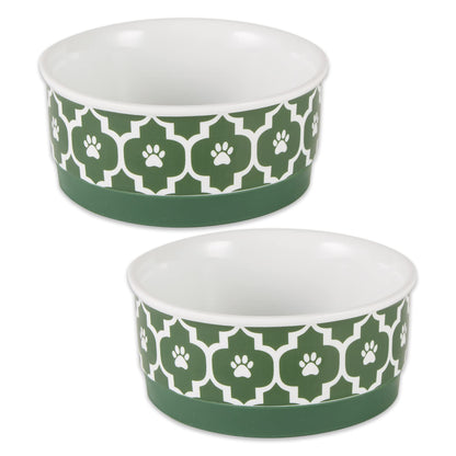 Bone Dry Lattice Collection Pet Bowl & Canister, Small Set, 4.25x2 inches, Hunter Green, 2 Piece