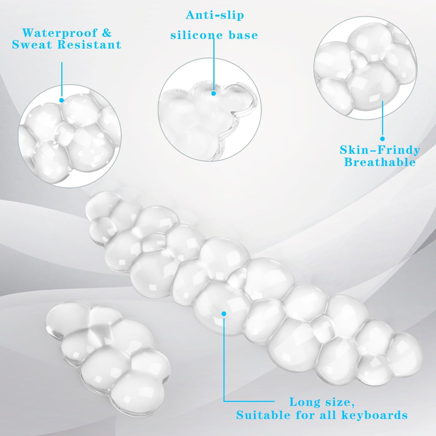 Gel Cloud Keyboard and Mouse Wrist Rest, Cute Wrist Support and Arm Support Keyboard Rest for Keyboard and Mouse Typing Pain Relief，Suitable for Office/Computer/Laptop/Gaming（White）