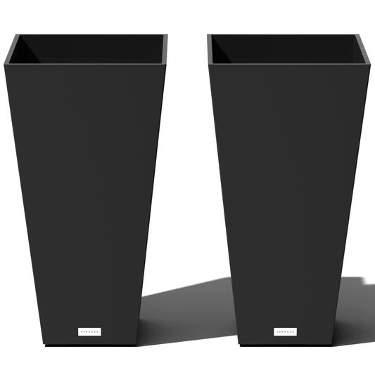 Veradek V-Resin Indoor/Outdoor Taper Planter (26 inch-2 Pack, Black)