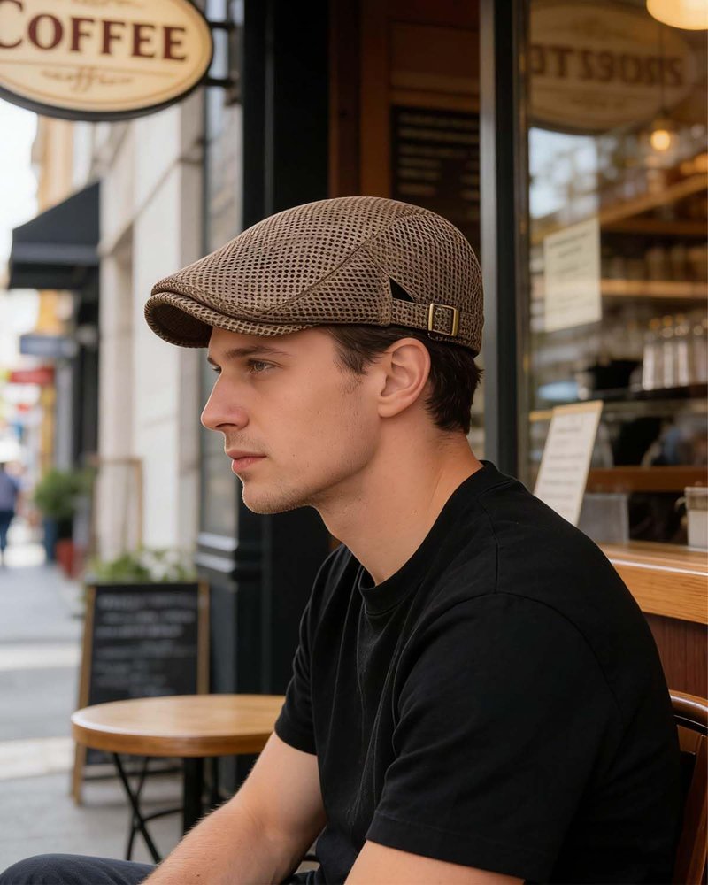 Men's Flat Caps - Adjustable Breathable Mesh Newsboy Beret | 2-Pack Irish Cabbie Hats