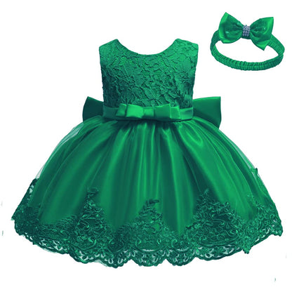 WZSYGDTC Little Girl Baptism Christening Lace Embroidery Dresses Toddler Wedding Bridesmaid Tutu Frocks(Green,12M)